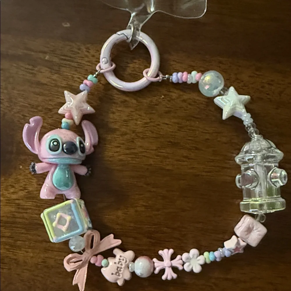 Pastel Beaded keychain with Character Charm‎